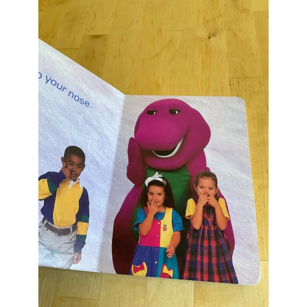 Vintage 1996 Barney Plays Nose to Toes Board Book Childrens Educational 99636